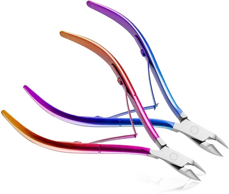 cmetta Cuticle Nipper, Polished Coated Durable Trimmer, Nail Clipper with Fine Edge, Comfort Grip Cuticle Cutter and Remover Tool Kit for Nail Care (Rose+Blue 2-PACK) - Image 1